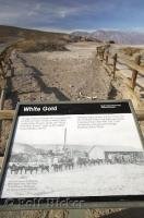 An interpretive sign about white gold or Borax in Death Valley National Park, California, USA.