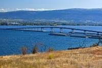 This floating bridge located in Kelowna, a city in the Okanagan in BC, Canada, is known as the William R. Bennett Bridge. It opened in May 2008, and this bridge replaced the three lane Kelowna Floating Bridge which could no longer handle all the traffic.