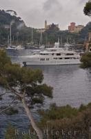 Beautiful luxury yachts moored in yacht harbour of Portofino in Liguria, Italy in Europe.