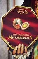 Mozartkugeln chocolate balls on display in the Karntnerstrasse in Vienna, Austria.