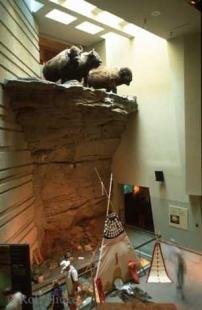 photo of head smashed in Buffalo Jump Display Visitor Center