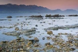 photo of Canterbury Coastline Sunset Kaikoura Range New Zealand