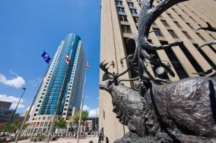 photo of Bronze Sculpture Caribou Seal River Crossing Richardson Building Winnipeg Manitoba