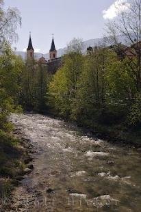 photo of Church Spires Riverbanks Bruneck Town Italy