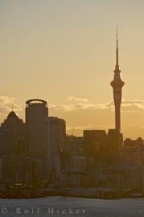 photo of Sky Tower Silhouette Auckland City New Zealand Sunset