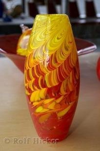 photo of colored glass vases