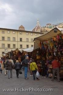 photo of Florence Shopping Market Stalls Tuscany Italy