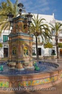 photo of Ceramic Tile Fountain Plaza De Espana Vejer De La Frontera Andalusia Spain