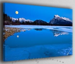 photo of Full Moon Vermillion Lakes Banff National Park Canvas Fine Art Photo