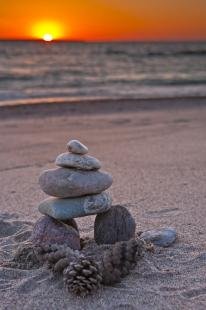 photo of Inukshuk Sunset Lake Superior Ontario Canada