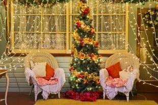 photo of Elegant Decorated Christmas Lights And Tree Scene