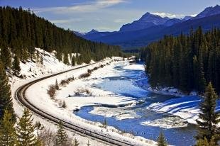 photo of Winter Landscape Bow River Railway Tracks
