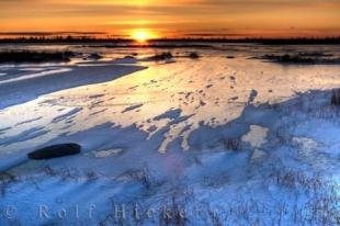 photo of Sunset Landscape Frozen Lake Churchill Manitoba