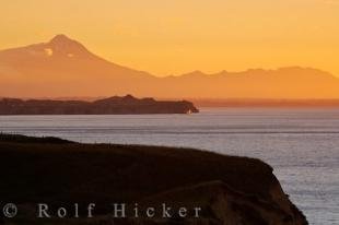 photo of Mt Taranaki Volcano Sunset Scenery New Zealand