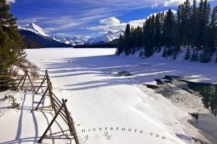 photo of Rocky Mountain Winter Lake Scenery