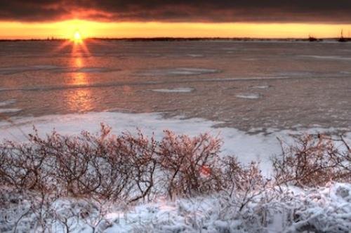 Photo: 
Arctic Lake Ice Sunset