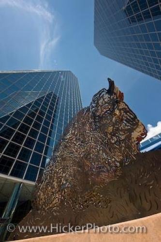Photo: 
High Rise Buildings Bison Sculpture Frederick W Hill Mall Regina Saskatchewan