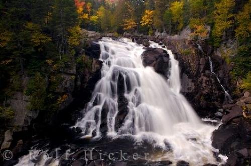 Photo: 
Landscape Waterfalls Autumn Forest Quebec
