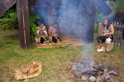 Photo: 
Maori Women Flax Weaving Wairakei Terraces Taupo