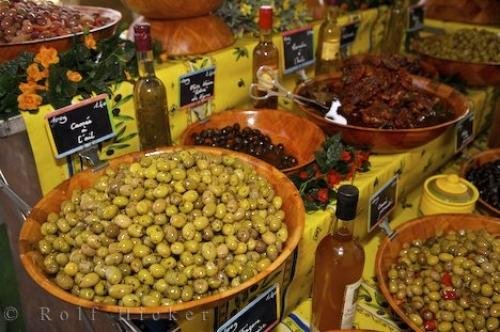 Photo: 
Marinated Green Olives Village Market Moustiers Ste Marie Provence France