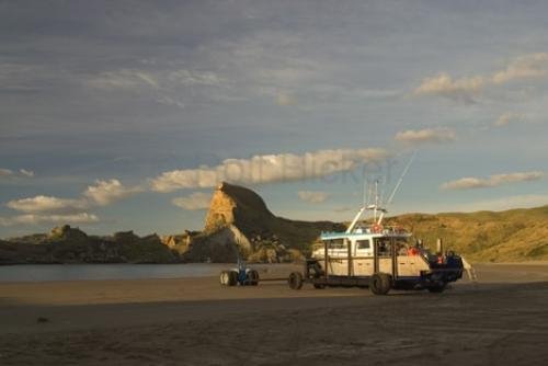 Photo: 
Boat Tractor Castle Point North Island New Zealand