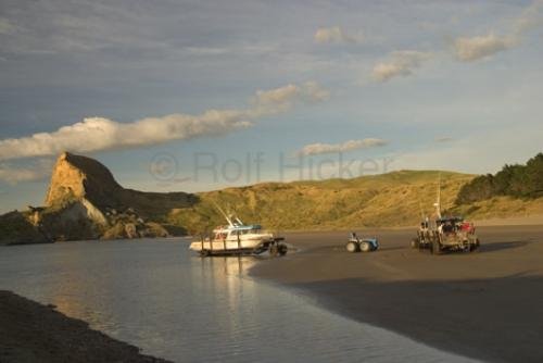 Photo: 
Boat Launching Castlepoint North Island NZ