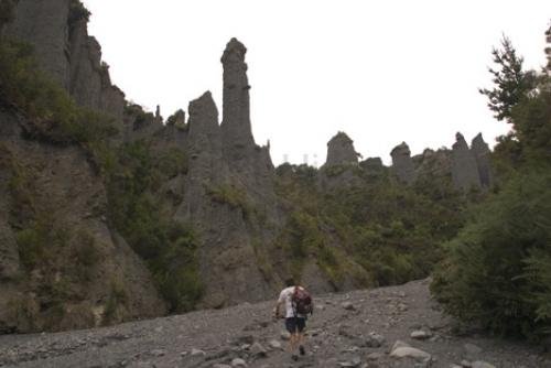 Photo: 
Hiker Putangirua Pinnacles The Wairarapa