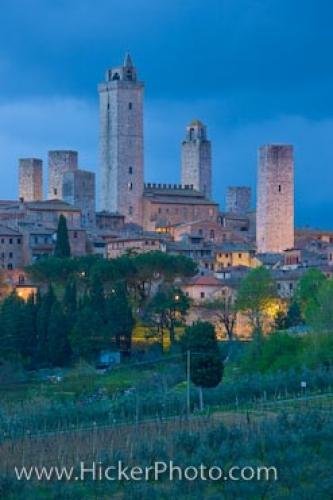 Photo: 
San Gimignano Towers Dusk Siena Tuscany Italy