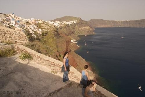 Photo: 
Tourists Overlooking Crater Rim Santorini