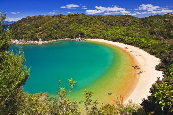 Photo: 
Aerial View Te Pukatea Bay Beach Abel Tasman National Park NZ