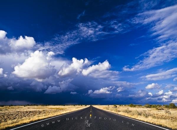 Photo: 
Endless Desert Road Storm Clouds New Mexico