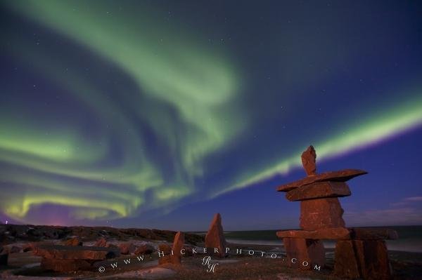 Photo: 
Inukshuk Aurora Borealis Hudson Bay